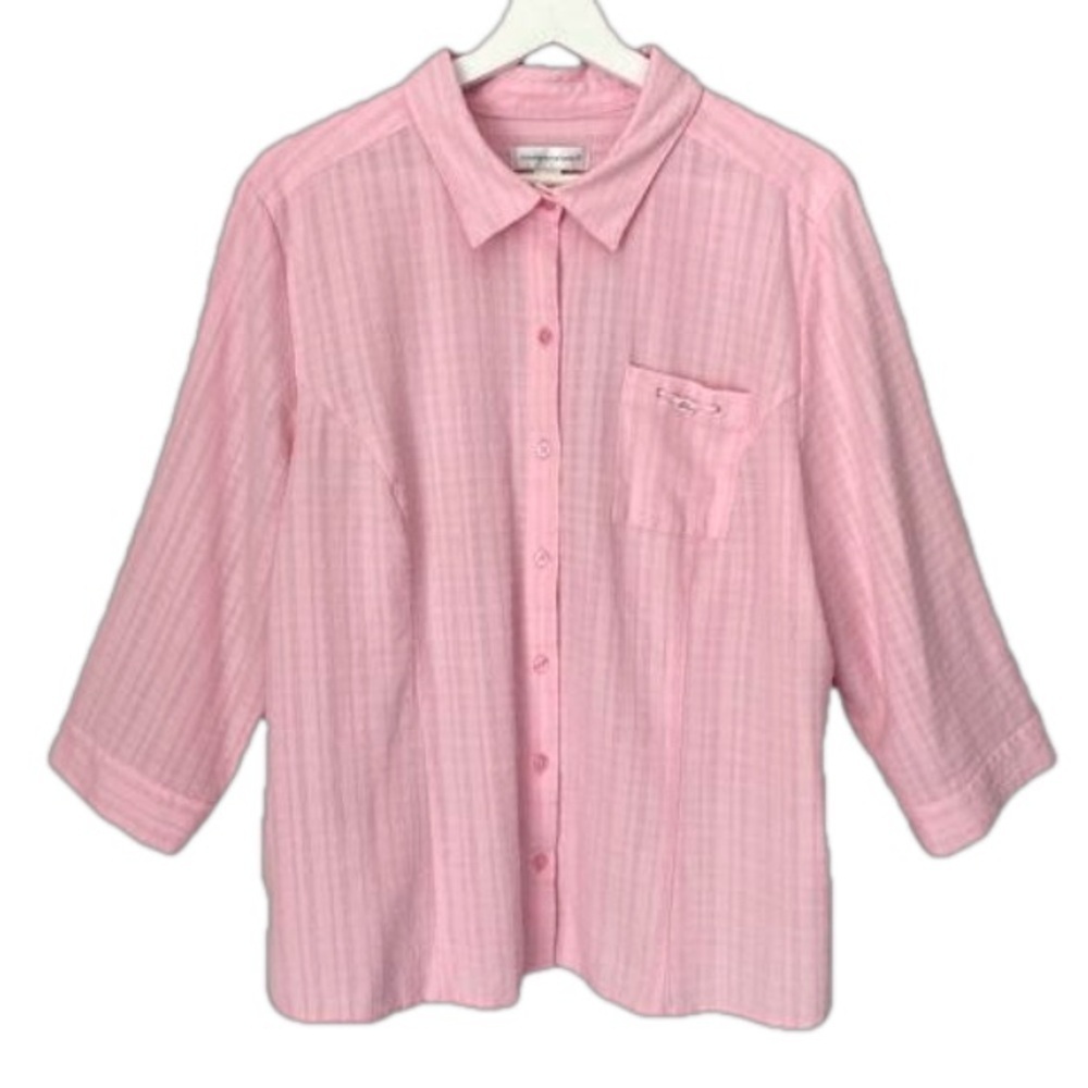 CHRISTOPHER & BANKS Top Button Up Collard 3/4 Sleeve Pink Women Size XL